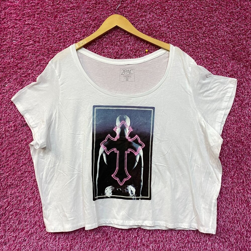 2Pac Only God Can Judge Me Neon Cross Rap Crop Top 3X